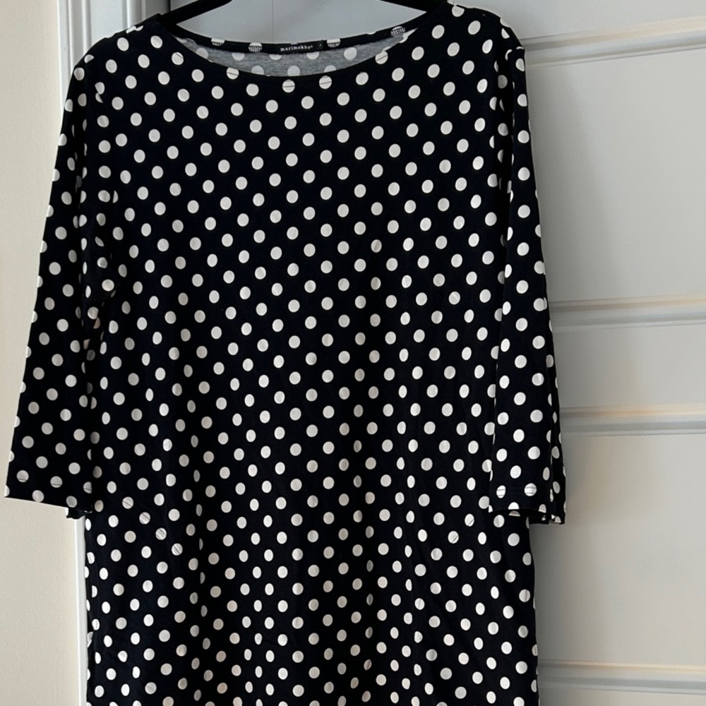 Marimekko Black and White Polka Dot Long Sleeve Dress